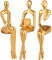 Artibetter Gold Thinker Statue Abstrakte Kunst Skulptur 3 Stück Harz Denker Figur Sammlerstück Moderne menschliche Statue Bücherregal Dekor für Zuhause Büro 3 Stück