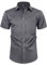 siliteelon Mens Shirts Short Sleeve Stretch Dress Regular Fit Casual Business Summer Shirt with Pocket Dark Grey L