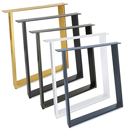 Magnetic Mobel 2X Design Tischkufen Neigung Metall schräge Tischbeine Möbelkuven | Tischgestell aus Stahl geneigt 70x72 cm (Black)