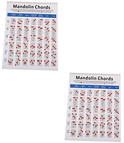 Vaguelly 2 pcs Mandolin acessories stickera Mandolin chord poster exercise posters Copper Plate Paper Mandolin Chord stich stickers mandolins beginners tolls white Fingerboard Guitar