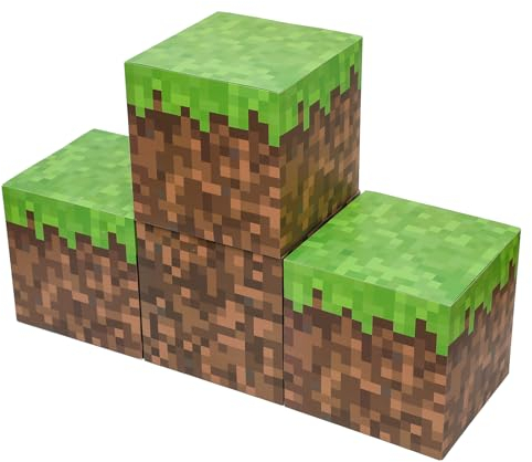 Large Party Boxes for Video Game Birthday Decorations, Pixel Game Party Supplies, Gaming Pixelated Cubes (Set of 4)
