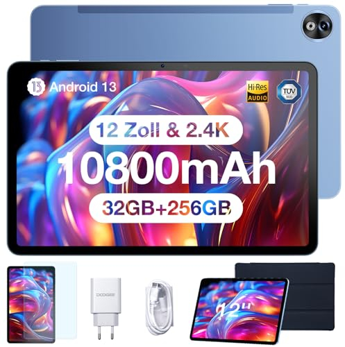 DOOGEE T20 Ultra 12 Pouces, Tablette Android 13, 32 Go + 256 Go (2 to TF), Batterie 10800mAh, Caméra 16MP+8MP, FHD 2.4K, Dual SIM, 4G LTE+5G WiFi, GPS