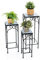 HOMASIS 3er Set Mosaik Beistelltisch Blumentreppe, vintage Pflanzenständer Blumenständer Blumenregal mit Mosaikplatte, runder Mosaiktisch Metall, Blumenhocker für Zuhause Garten Balkon (Quadra,Blau)