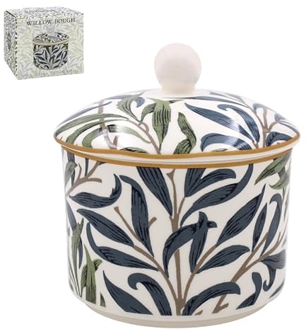 Lesser & Pavey British Designed Willow Bough Sugar Bowl with Lid | Ceramic Sugar Pot with Modern Designs | Sugar Bowls with Lids Perfect for Any Kitchen - William Morris
