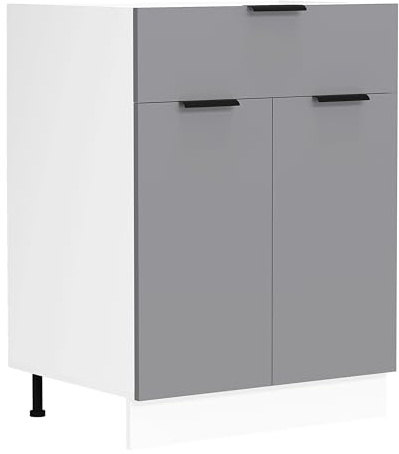Küchenschrank | Maße ca. H. 82 x B. 60 x. T. 46 cm | Unterschrank mit zwei Drehtüren und einer Schublade | Küchenmöbel - Fasola
