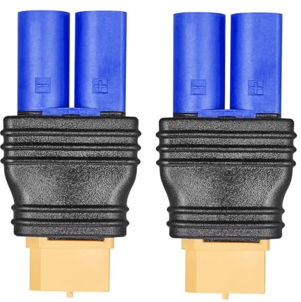 ZHOFONET 2 Stück XT60 Buchse auf EC5 Männlich Stecker,XT60-EC5 Spritzguss Stecker Adapter für LiPo Batterie Micro FPV Drone.