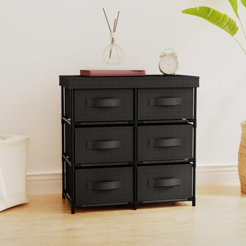 WRJENFSC Werkstatt-Schließfächer Büro-Lagerschränke Büro-Lagerschränke Aufbewahrungsschrank mit 6 Schubladen 55×29×55 cm Schwarz Stahl Geeignet für Lounge, Wohnzimmer, Büro, Garage