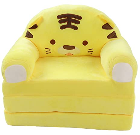 Gavigain Kleinkind-Couch, Kindersofa, ausklappbar, 2-in-1, niedliches Cartoon-Kleinkind-Liegebett, umwandelbares Sofa zum Bett für Wohnzimmer, Schlafzimmer, für Mädchen und Jungen (Gelb)