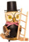 Drechslerei Kuhnert Rauchfigur/Räucherfigur - Eule Schornsteinfeger aus Massivholz - ca. 15 cm - Made in Germany