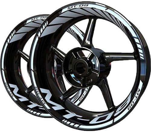 ENBHD Motorrad Rad Aufkleber Nabe Felgen Aufkleber Wetterfeste Reflektierende Streifen Band Modifizierte Dekoration Für Yamaha Mt 09 Mt09 (Farbe : Weiss)