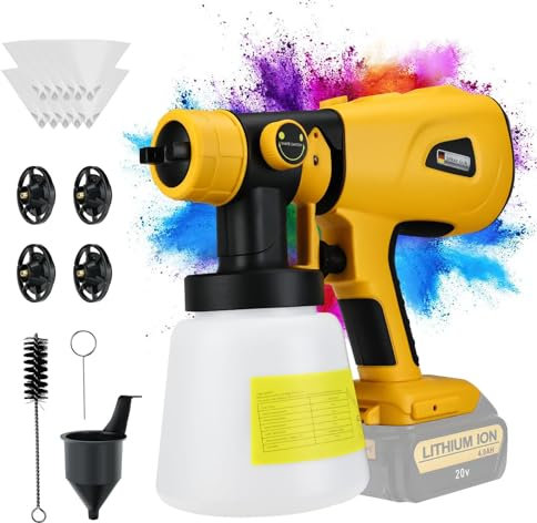 Pulvérisateur de peinture pour batterie Dewalt 20 V max, pistolet à peinture HVLP avec moteur sans balais et buse en cuivre, pulvérisateur de peinture sans fil 200 W pour intérieur et extérieur