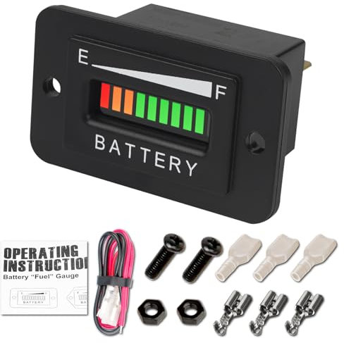 RileyFine Auto-Batterie-Tester, Blei-Säure-Batterie-Spannungsanzeiger, Alarmfunktion, geeignet für Golf Cart Rasenmäher Gabelstapler RV (Mi-36V)