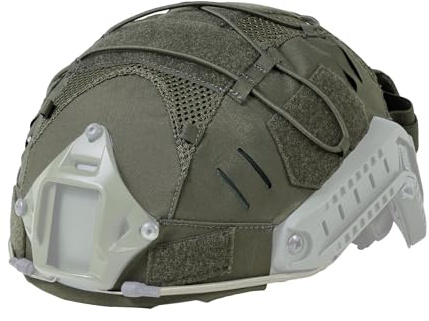 IDOGEAR Tactical Helmet Cover with Rear Battery Pouch for M/L/XL Fast PJ BJ MH Helmet Counterweight Kit (Ranger Green, Medium)