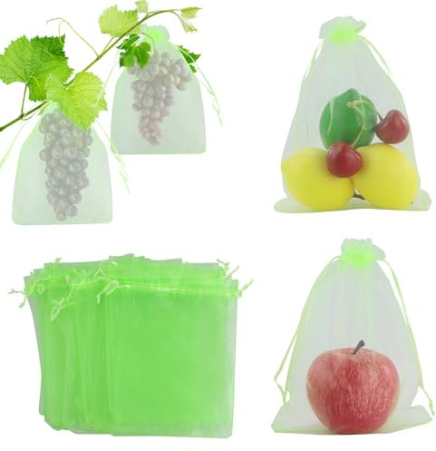 55 Stück Obstschutznetzbeutel, 15 x 20 cm, Pflanzennetzschutz, atmungsaktiv, Obstnetzbeutel, transparentes Insektennetz zum Schutz von Pflanzen, Obst, Blumen, Gemüse vor Insekten