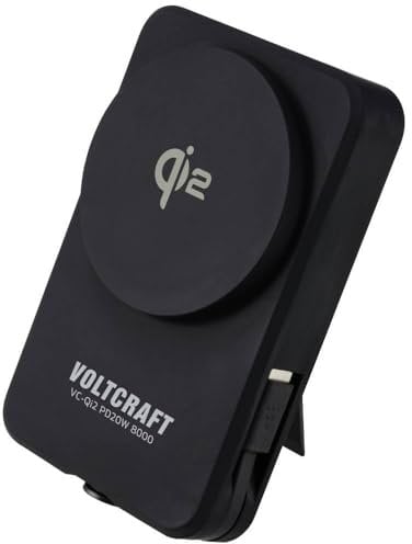 VOLTCRAFT VC-Qi2 PD20W 8000 Powerbank 8000 mAh Fast Charge LiPo Nero Indicatore di stato