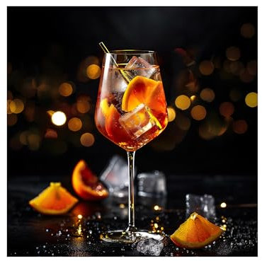 STYLER Küchenbild Aperol 30 x 30 cm I SOMMERLICHER Cocktail I Glasbild mit Aperol Spritz und Orangen I Bild für Küche & Bar I Cocktail Deko I Wandbild moderner Stil I Küchenbilder Set