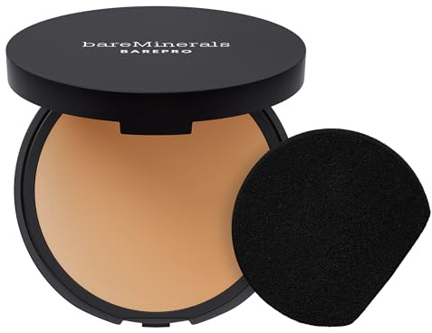 bareMinerals BAREPRO Skin-Perfecting Powder Foundation - Mattierende Kompaktpuder-Foundation mit voller Deckkraft, pflanzlichem Squalan, talkfrei, ölkontrollierend, vegan