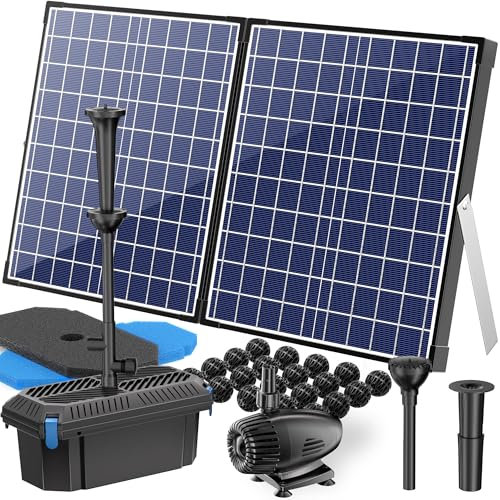 Biling Kit complet de filtre solaire de bassin avec pompe - 50 W 2100 l/h - Pompe solaire de bassin avec filtre pour bassins jusqu'à 4000 l - Fontaine solaire pour extérieur, jardin, bassins, piscine
