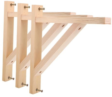 Mikikit Dreieckige Regalhalterungen Aus Holz 3 Stück Schwebende Regalstützen Wandhalterung Für Modernes