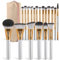 MAANGE Lot de 20 pinceaux de maquillage professionnels avec étui - Kit de pinceaux de maquillage synthétiques de qualité supérieure - Pour fond de teint - Argenté