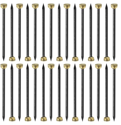 sourcing map 100Pcs Picture Hanging Nails, 1.8 x 35mm Iron Decorative Hangers Reusable Hardware Tool for Hanging Pictures Mirrors, Gold & Black