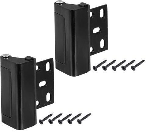 PATIKIL 2.95x0.98 Home Security Door Reinforcement Lock, 2 Pcs Aluminum Alloy Home Security Door Lock with 10 Screws for Inward Swinging Door to Enhance Your Home Safety&Privacy, Black
