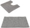 Crystals Non-Slip Chenille Toilet & Bath Mat Set, Super Soft & Absorbent, Quick-Dry Plush Bathroom Rugs, Machine-Washable U-Shape & Rectangle Mats, 50x50cm, 45x70cm (2, GREY TOILET & BATH MAT)