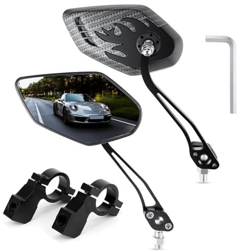 RoxNvm Specchietto Bici, 2 Pezzi 360° Ruotabile HD Specchietto Retrovisore per Bicicletta, Specchietto Bici Elettrica, Specchietto Retrovisore Bici, Specchietti bici per Manubrio da 17-22 mm