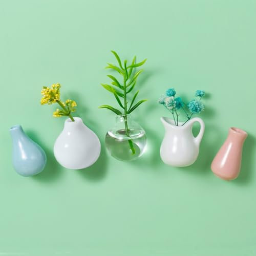 Mini Ceramic Pot Magnets, Cute Ceramic and Glass Magnets Small Flower Pots, Magnets for Kitchen, Refrigerator, Cabinet, Office, Decoration