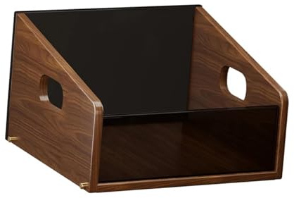 FytStycale Boîte de Rangement pour Disques Vinyles Support pour 33 Tours Caisse Rustique et Organisateur de Bureau En Bois avec Poignées de Transport Adapté Pou, Petit