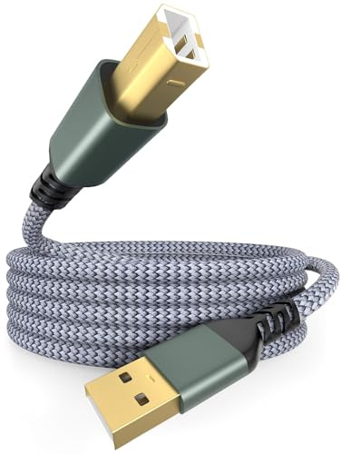 USB Printer Cable for HP Canon Brother Epson Samsung Dell Lexmark Xerox | 3M USB A to 2.0 B Cord High Speed Compatible with Printer Scanner Fax Machine Midi Keyboard DAC Decoders Digital Piano