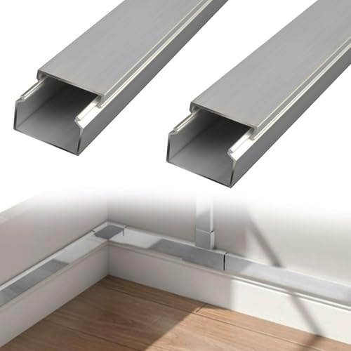 20 25 30 40 50 100 Mm Width Metal Floor Cable Cover, Stainless Steel Cable Management Kit, Self Adhesive Floor Cables Protector For Conference Room/Workshop(2 PCS,L W H 50CM x 2.5CM x 1.5CM)