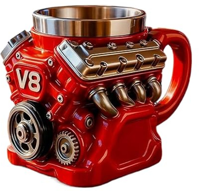 Woalopted V8 Motor Becher, Keramik Auto Motor Keramik Becher Geschenk Für Mechaniker, Vintage Tasse Bechers Für Erwachsene Männer, Auto-Enthusiasten, Liebhaber Und Mechaniker