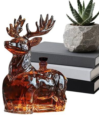 Ihdjasg Weinflasche Dekanter - 120ml Lustiges Glasgeschirr mit Hirsch | Rentier Whisky Flasche Spirituosen Karaffen - Geschenk Für Männer Und Väter Zu Weihnachten Geburtstag Für Bourbon Vodka Brandy