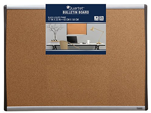 Quartet Cork Bulletin Board, 17 x 23 Inches, Black/Silver Frame (79373)