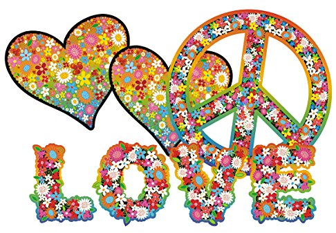 Autoaufkleber, Blumendesign: Love and Peace 08
