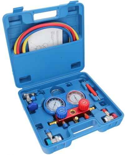 GEPCO Klimaanlage Testgerät Servicegerät Prüfgerät Druckuhr-Armatur Temperatur messen für Klimaanlagenprüfung Kfz Klimaanlage Diagnosegerät R134a