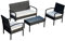 Outsunny Polyrattan Sitzgruppe Garnitur Lounge Sofa Gartenset 7 TLG. mit Kissen, Schwarz