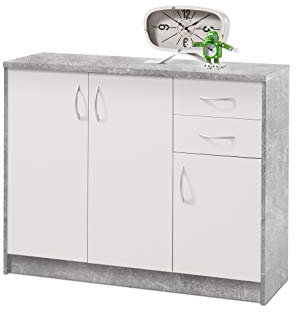 Stella Trading Kommode in weiß matt, Beton Dekor, BxHxT 109x86x35 cm