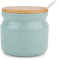 Chase Chic Azucarero, Azucarero Cerámica con Tapa de Madera y Cuchara de Porcelana, 7.7oz/230ml, Perfecto Para la Cocina, Incluye Cuchara, Sirviendo para Azúcar, Sal, Especias y Más, Verde Claro