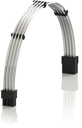 LINKUP - 30cm 8 Pin (6+2) GPU PSU Cable Extension 18AWG Oxygen Free Copper (OFC) Teflon Jacket Custom Mod GPU PC w/Combs | Single Pack | 300mm - Silver