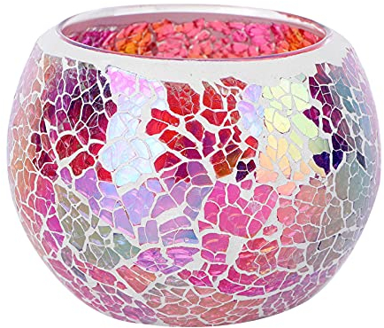 EXCEART Mosaik Kerzenhalter Glas Votiv Kerzenhalter Transluzenten Teelicht Tasse Tisch Kerzenhalter Dekoration Glas Teelichthalter Bunte