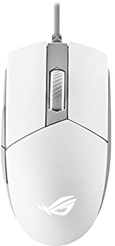 ASUS ROG Strix Impact II Moonlight White - Souris gaming filaire ambidextre, capteur optique 6 200 DPI, 5 boutons programmables, éclairage Aura Sync RGB et switches interchangeables