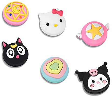 DLseego 6 PCS Switch Joy-Con Capuchons pour Manettes de Jeu, Cache-poignée Analogique en Silicone Souple Antidérapant pour Switch & Switch Lite, Thème Kawaii Cat