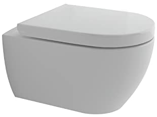 Alpenberger Dusch WC Set | Wand WC Spülrandlos | WC Sitz mit Absenkautomatik | Moderne Toilette mit Bidet Funktion für Intimdusche | Taharet WC | Hänge WC Passend Geberit (Diamond 7101 U)