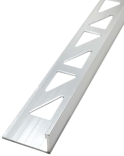 Dalsys 5x Fliesenschiene Winkelprofil 2,5m x 10mm Aluminium (eloxiert) Silber matt, Fliesenprofil