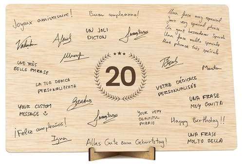 CONTRAXT Dekoschild zum 20. Geburtstag oder Jahrestag Geschenkidee für 20-jährige Männer & Frauen Tischdeko & Gästebuch für die Feier (20)
