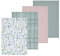 Sleepdown Meadow Floral Printed & Waffle Tea Towels 100% Cotton Half Panama - Super Absorbent Luxury Hotel Quality Kitchen Towel - Pack of 4 - White - 46cm x 65cm