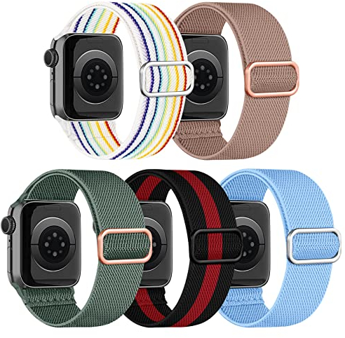 chinbersky 5 confezioni di cinturini compatibili con cinturino Apple Watch 49 mm 45 mm 44 mm 42 mm uomo donna cinturino di ricambio regolabile nylon elastico sport per iWatch ultra serie