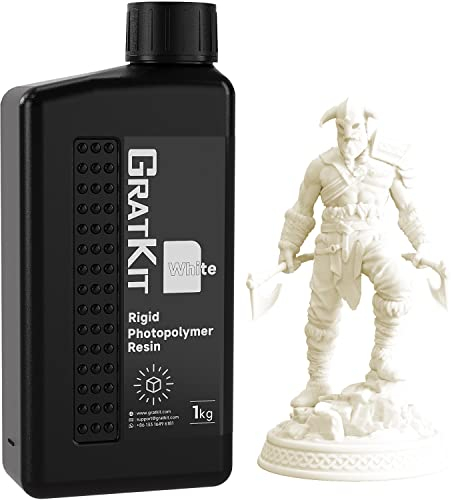GratKit 8K 3D-Druck Resin, 1000g hochpräzises 405nm Photopolymer Harz, 1kg geruchsarmes Flüssigharz für LCD und DLP SLA 3D-Drucker, Weiß